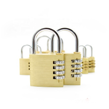 Resettable 50mm brass password luggage 4 dial combination padlock